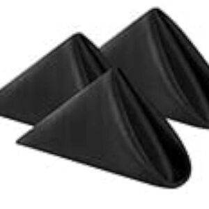 Black, 20” x 20”, Washable Polyester Dinner Napkins, Set of 6, NEW